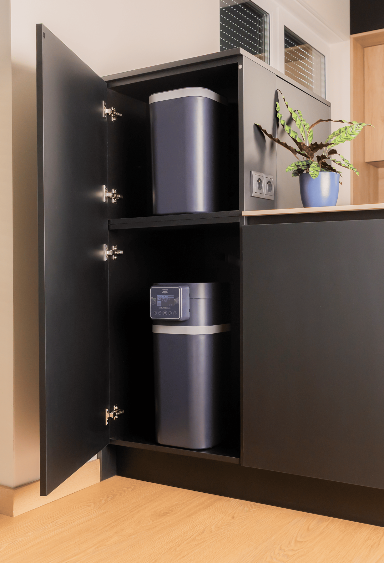 Adoucisseur d'eau bi bloc installation verticale