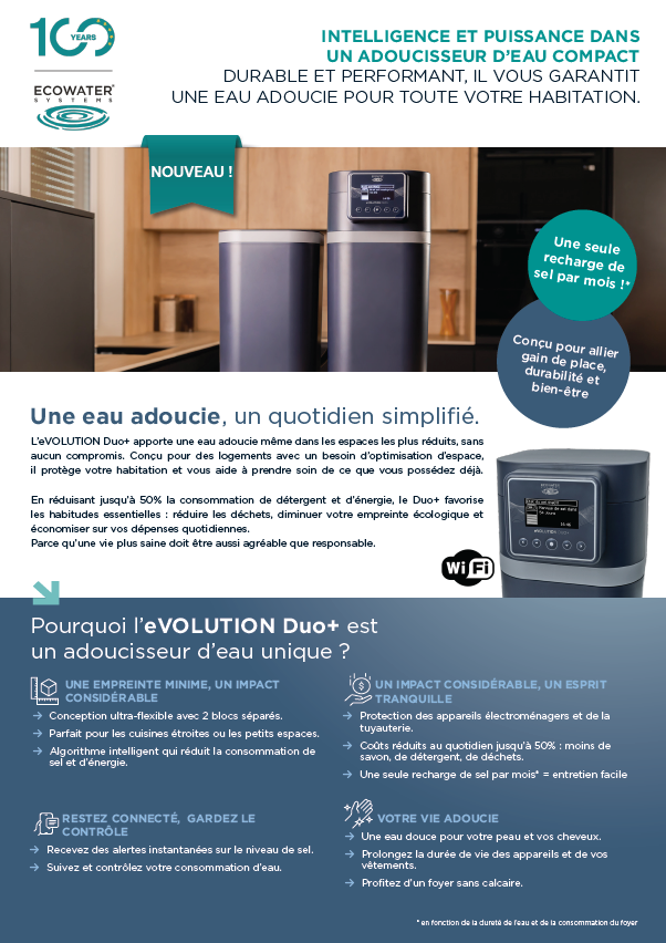 Fiche technique adoucisseur d'eau Duo plus
